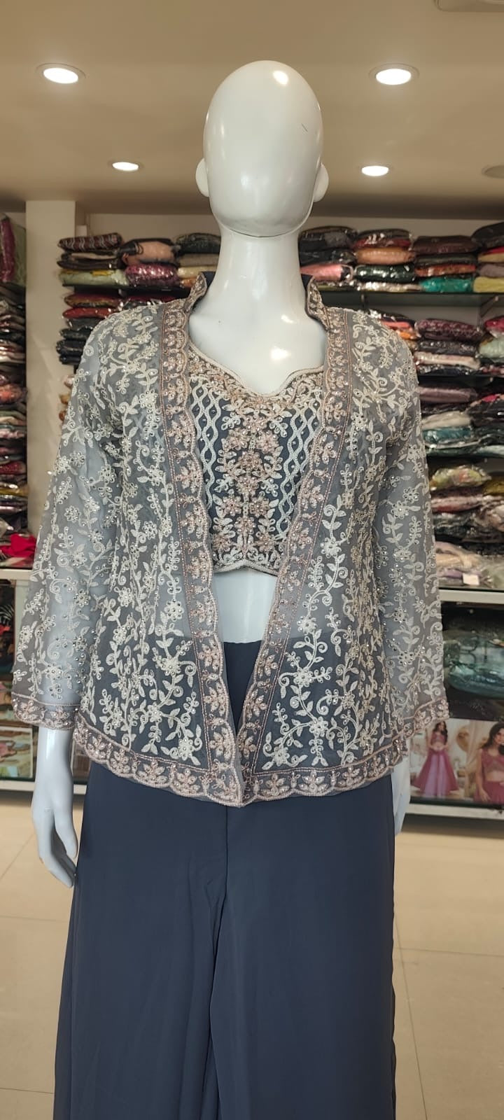 Indo western set with net jacket