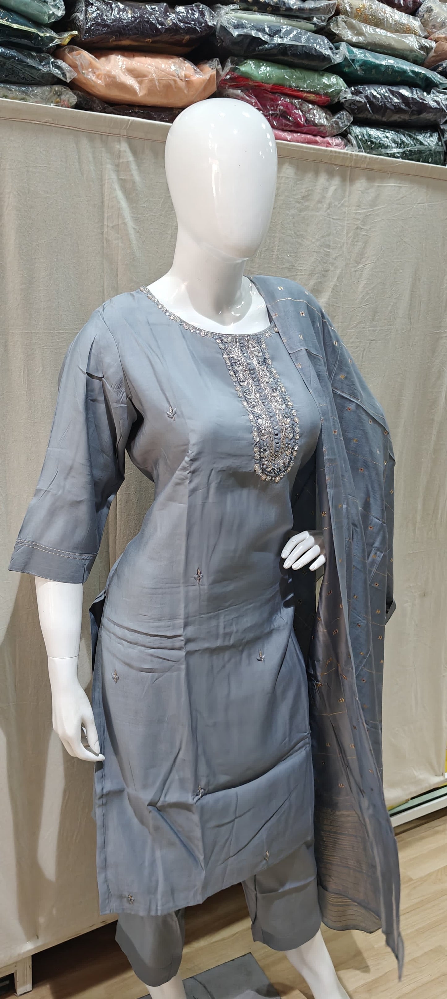 Grey plus size salwar suit