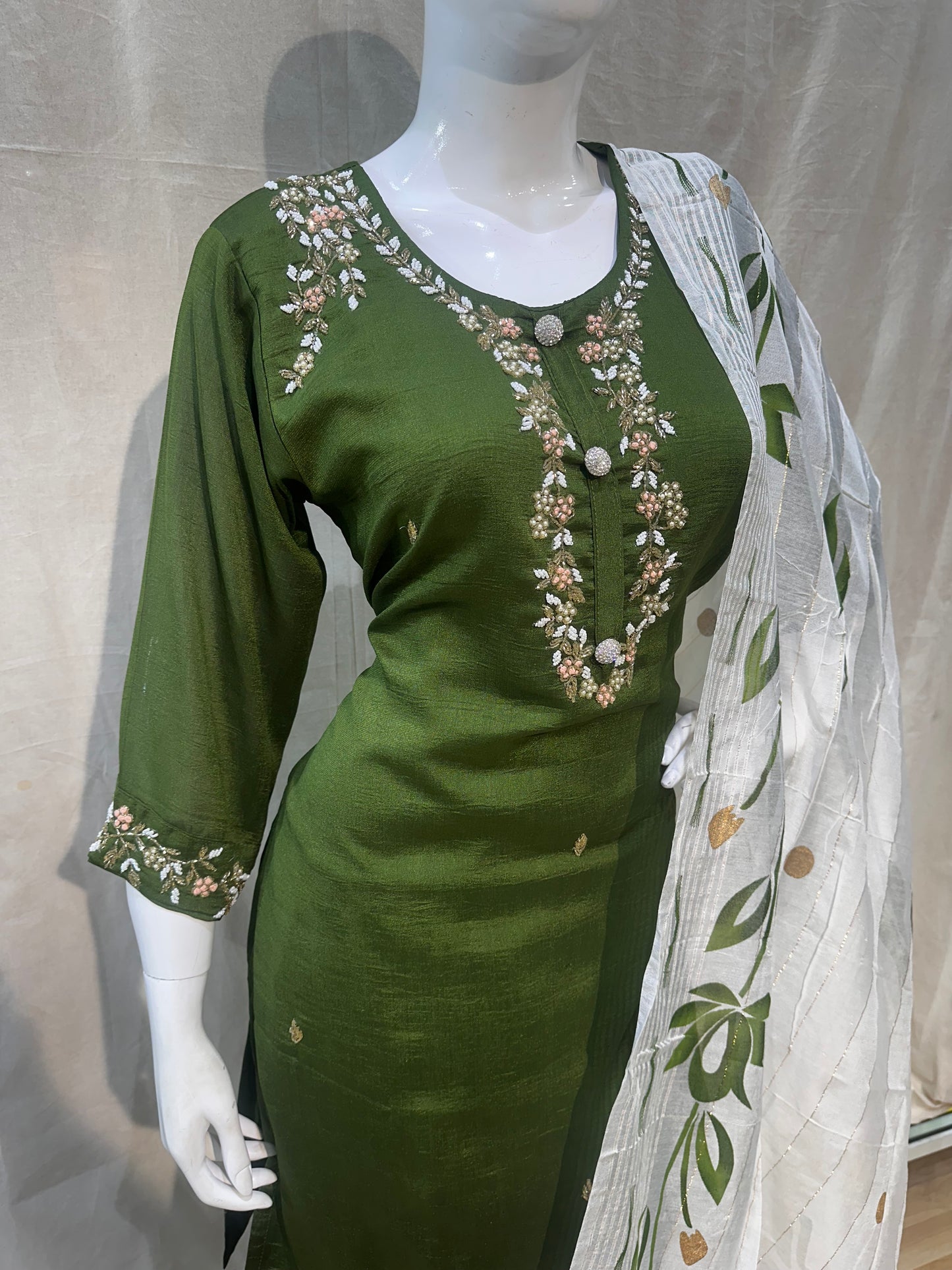Mehendi green plus size salwar