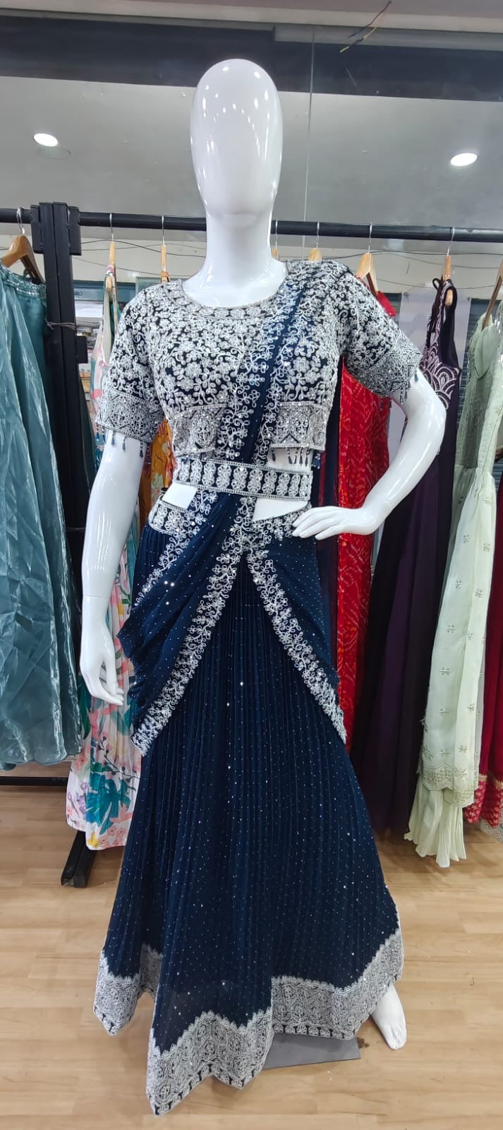 Drape style Lehenga- Royal Blue