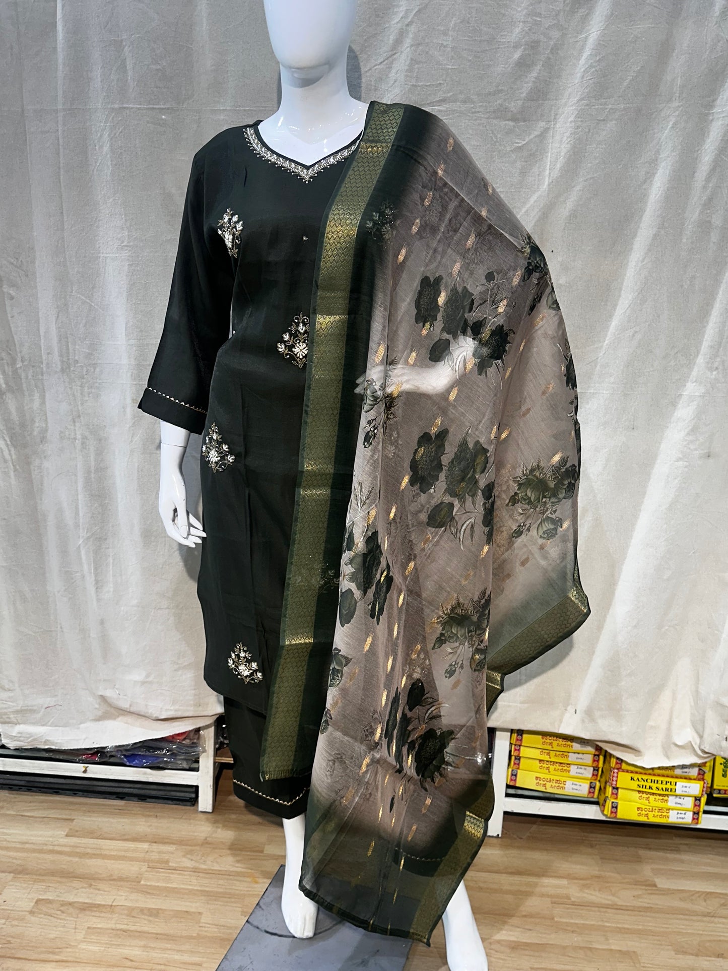 Green plus size salwar