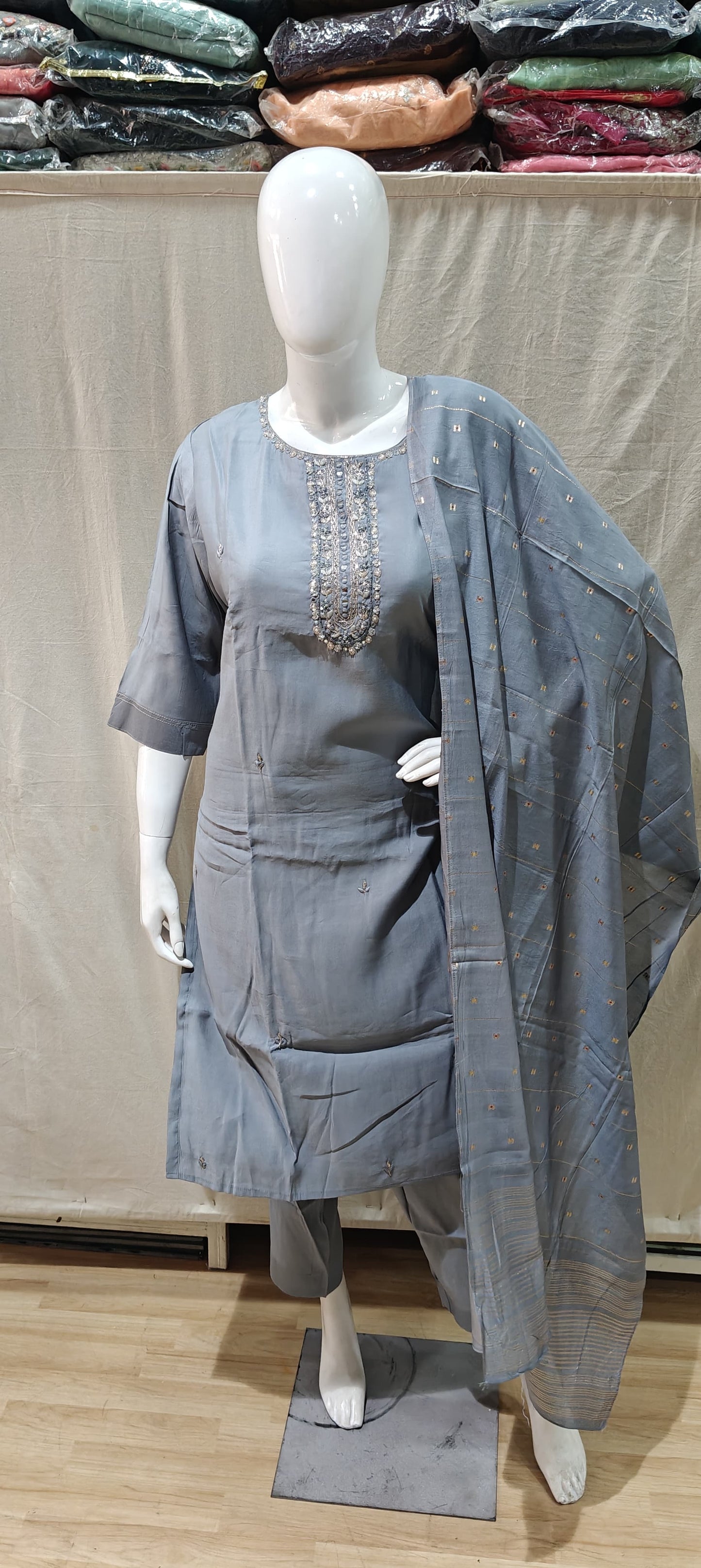 Grey plus size salwar suit