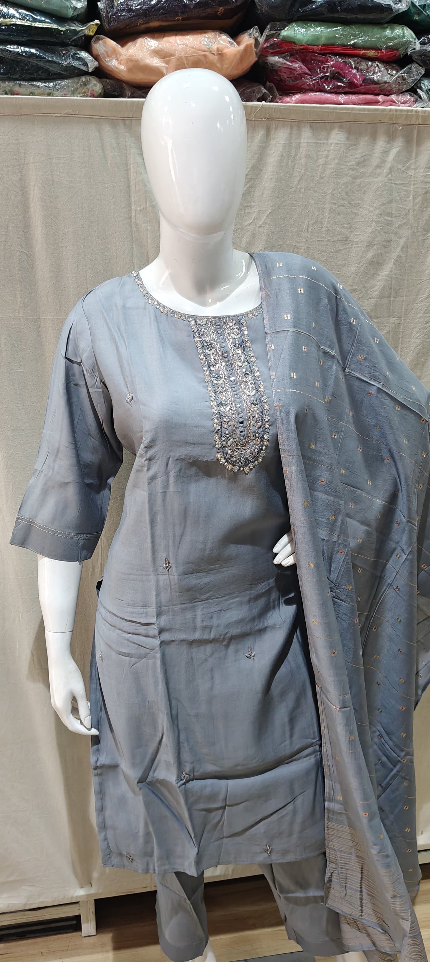 Grey plus size salwar suit