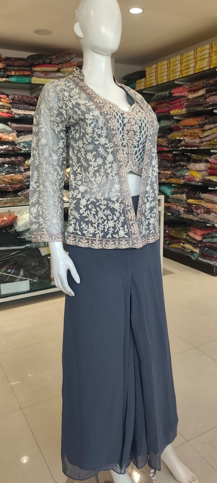 Indo western set with net jacket