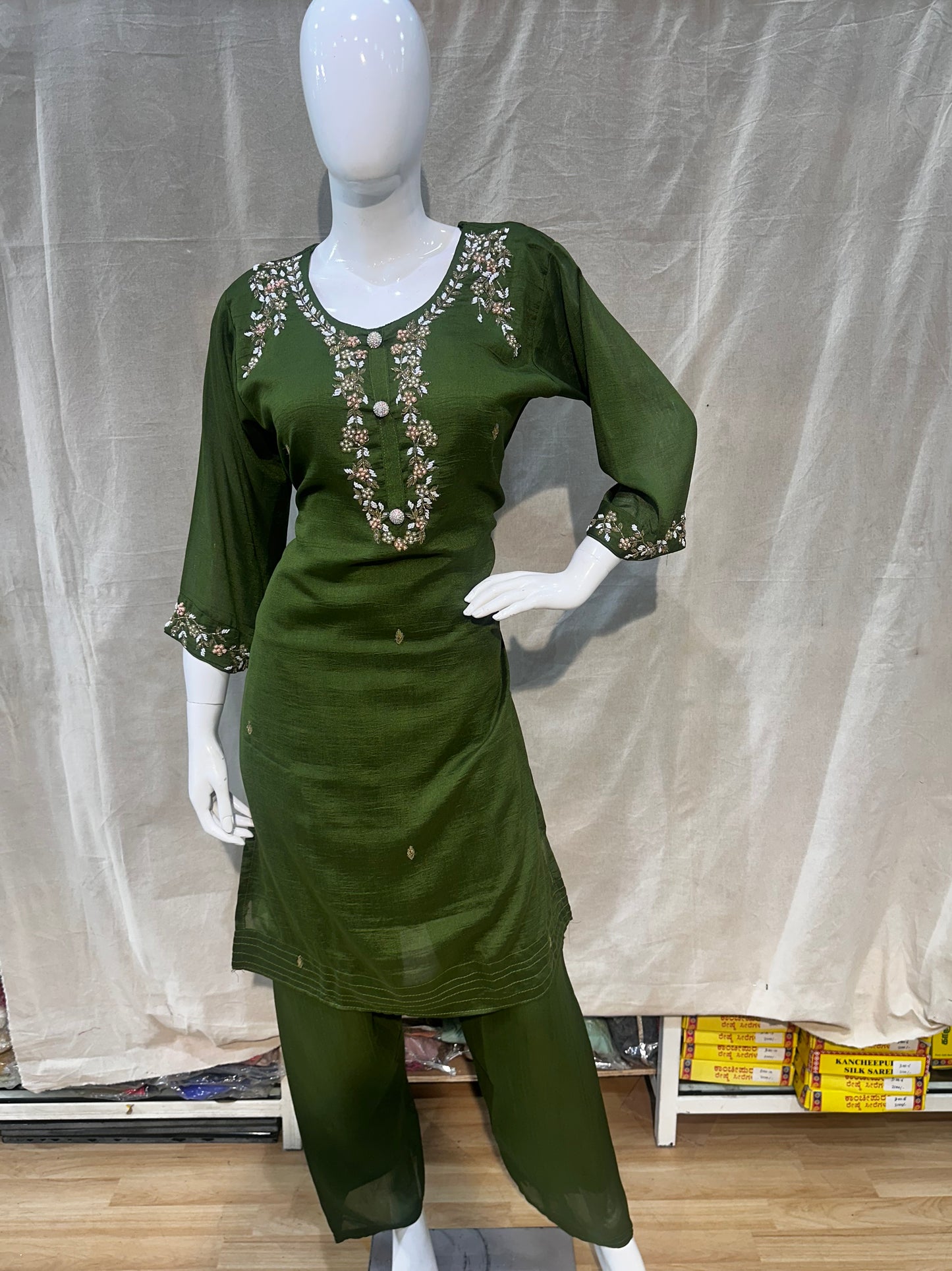 Mehendi green plus size salwar