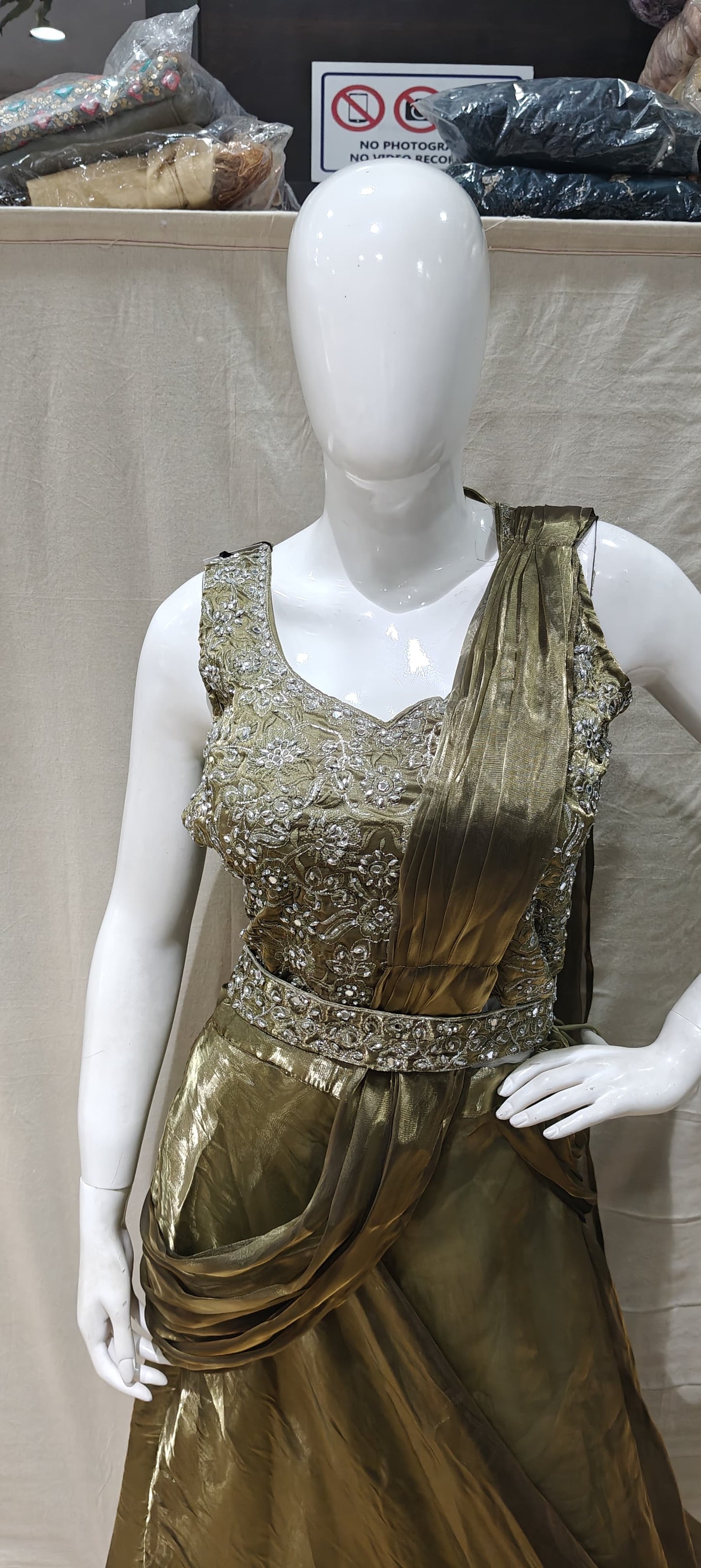 Chrome drape style lehenga
