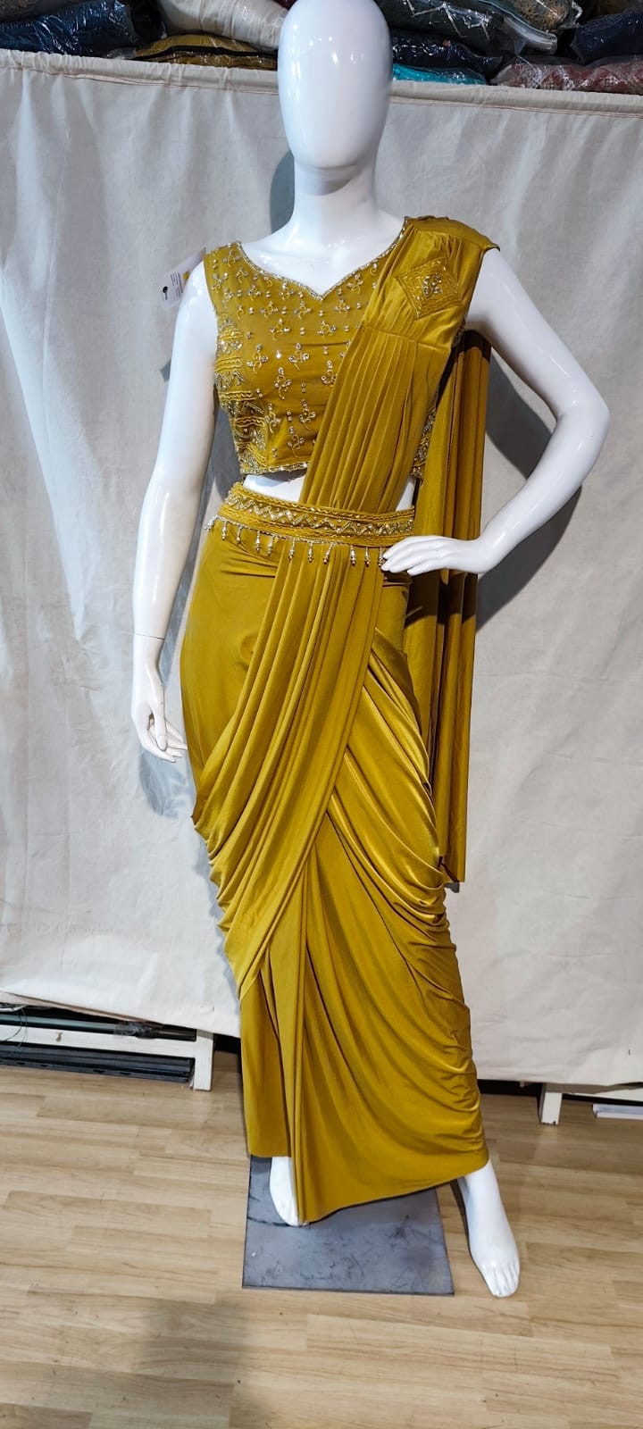 Yellow ready to wear saree