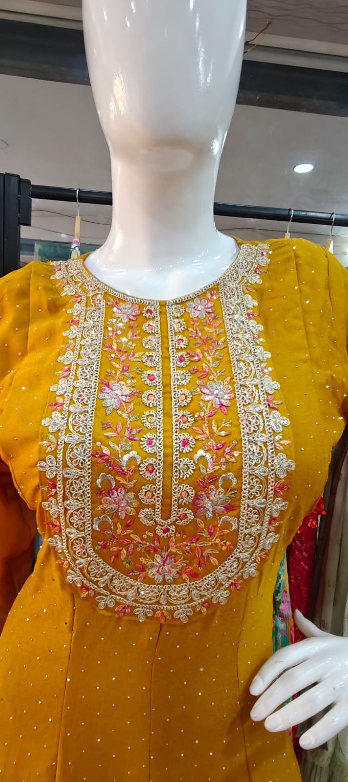 Yellow suit with beautiful printed dupatta