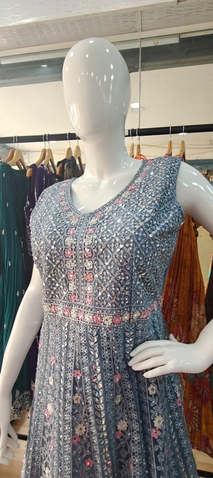 Blue net gown