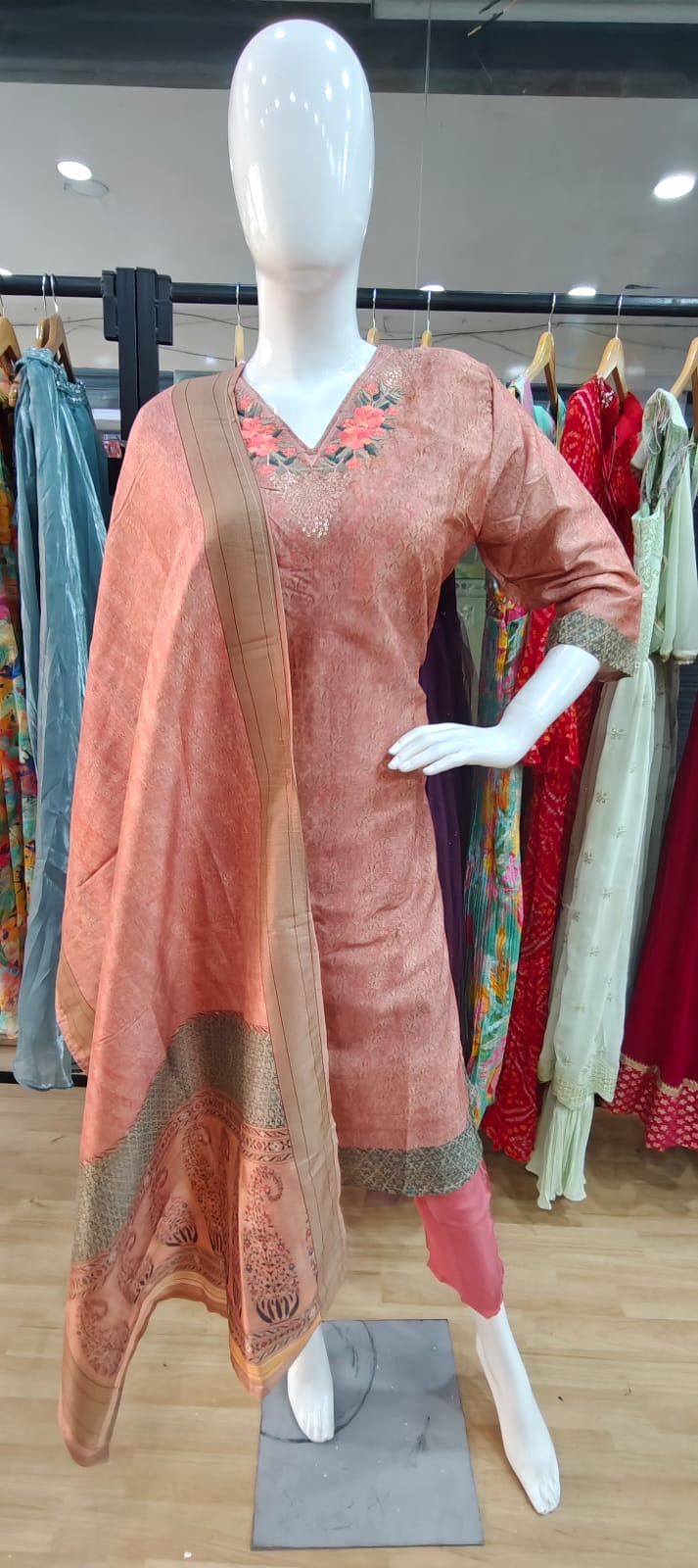 Floral Brick colored suit