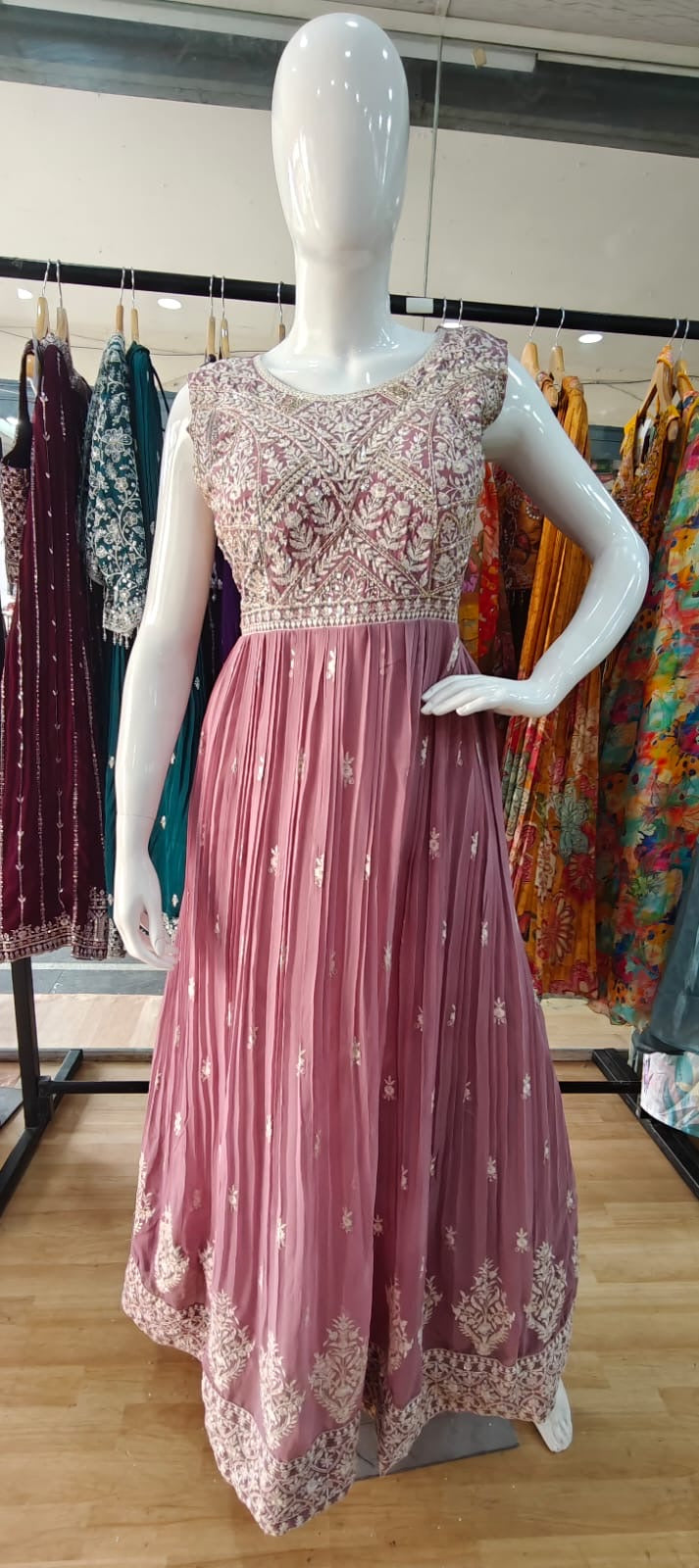 Pink georgette gown
