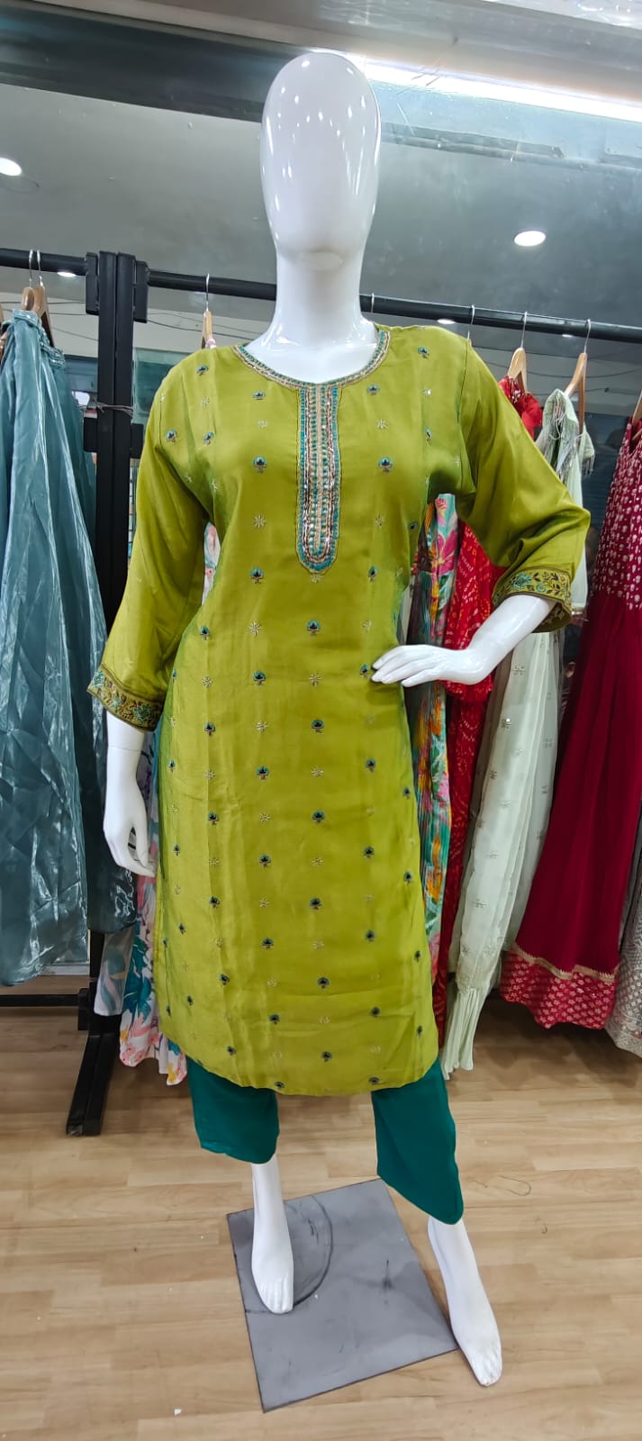 Green ombre dupatta dress