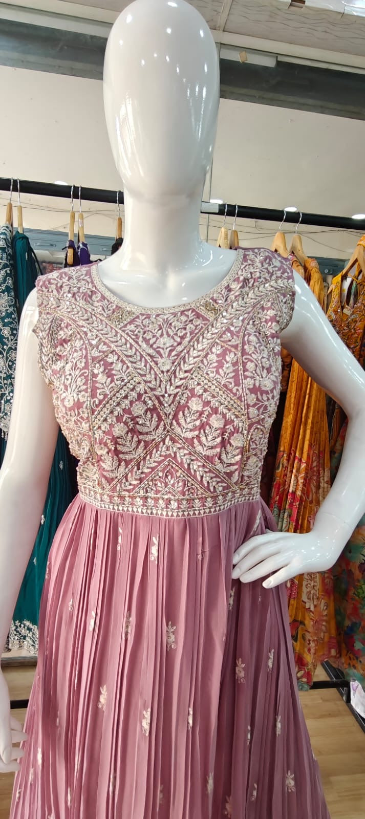 Pink georgette gown