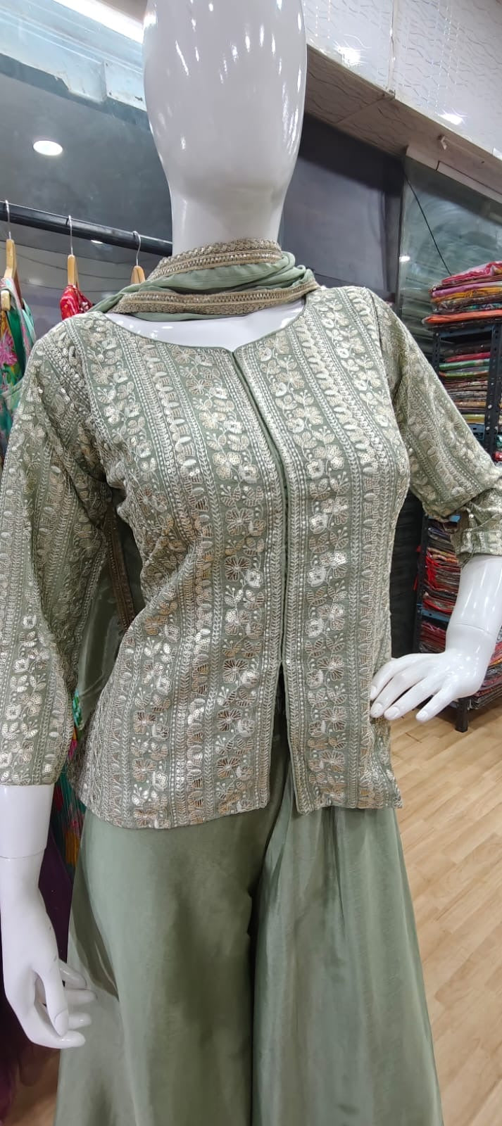 Pista green peplum set
