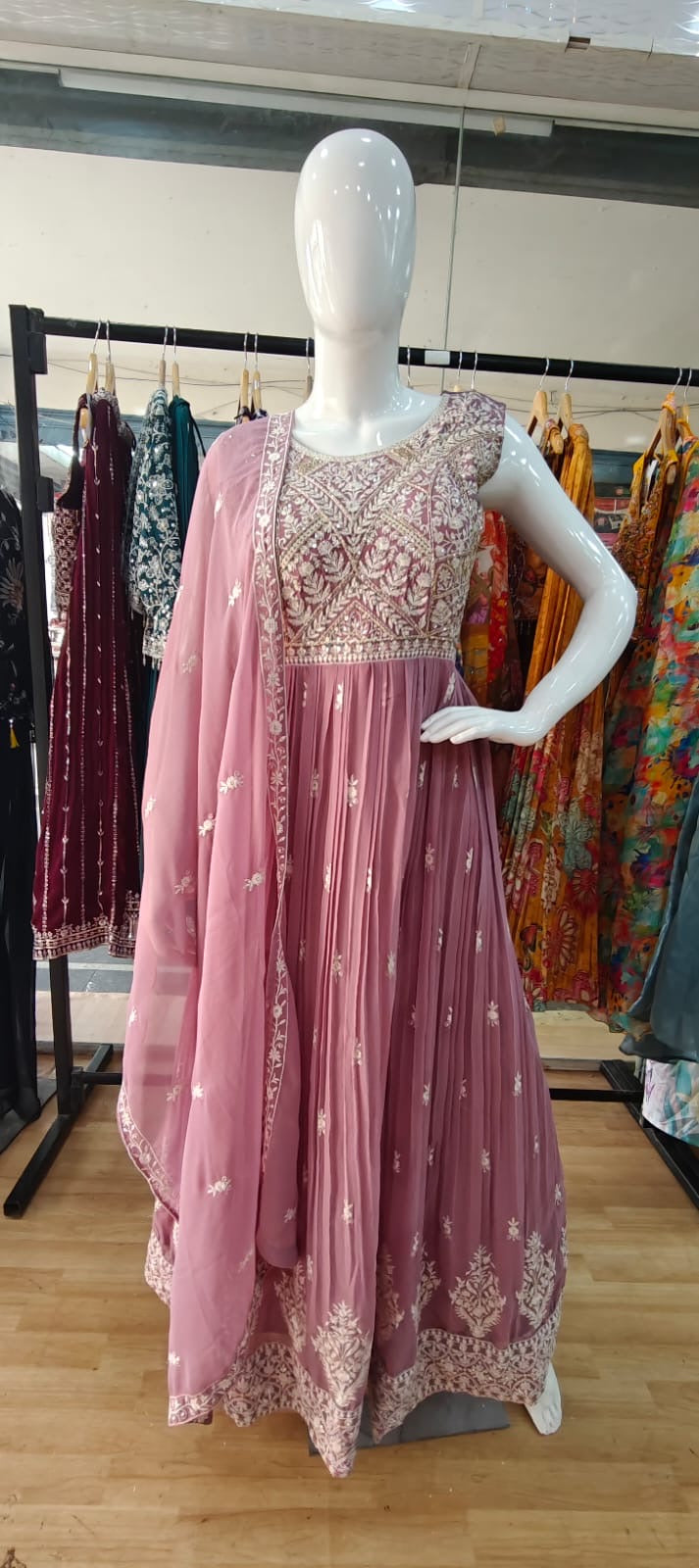 Pink georgette gown