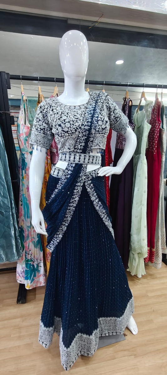 Drape style Lehenga- Royal Blue