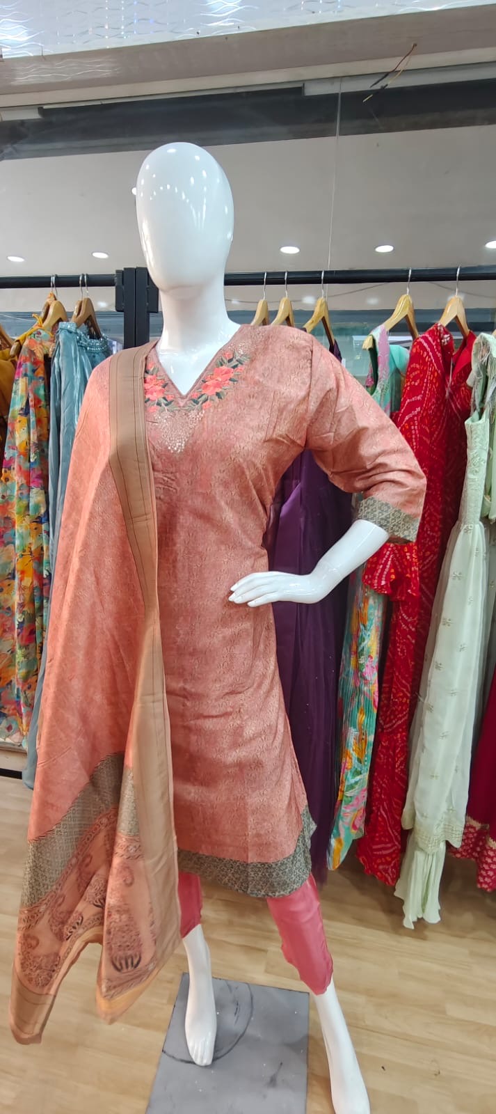 Floral Brick colored suit