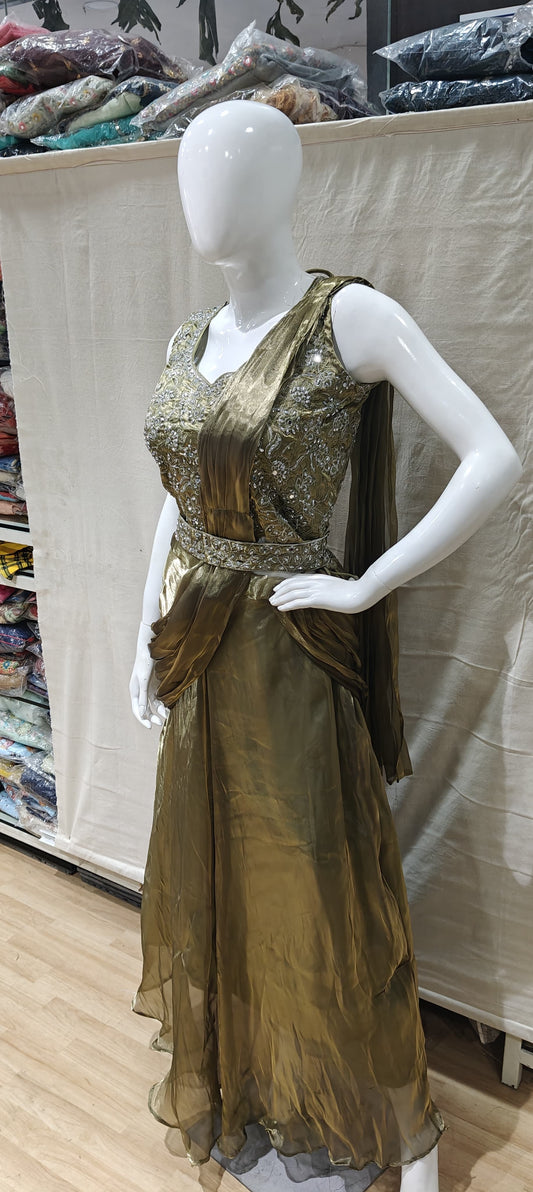 Chrome drape style lehenga