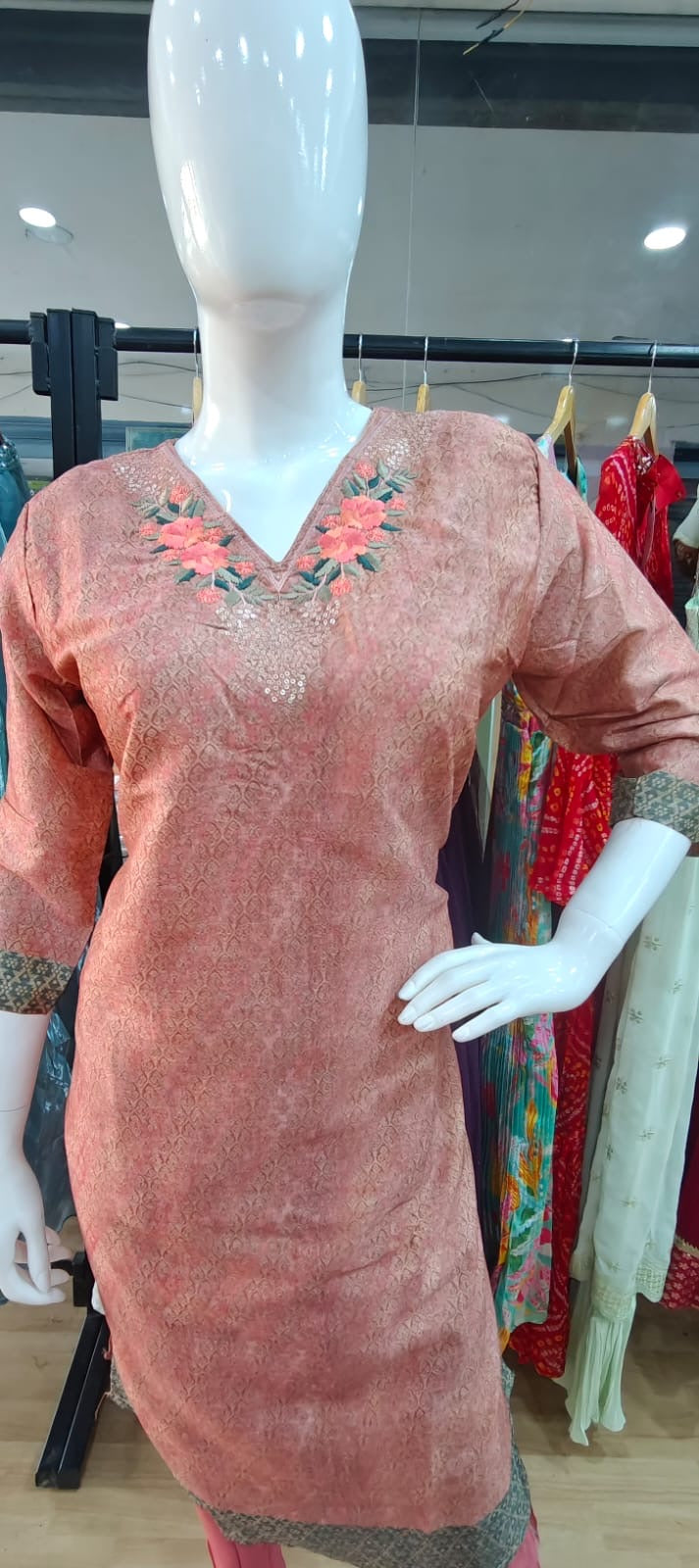 Floral Brick colored suit