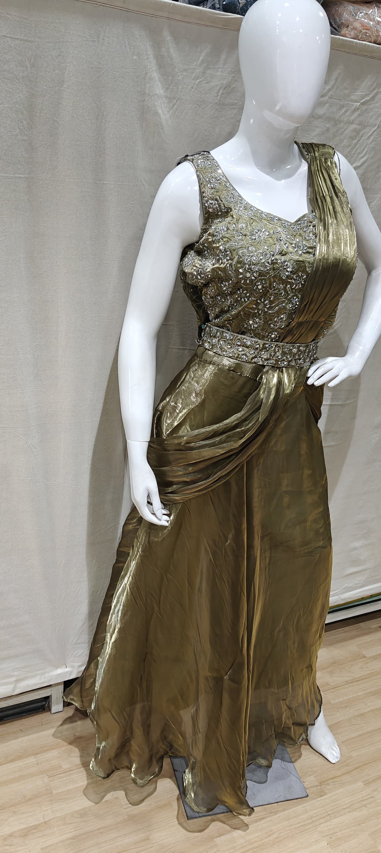 Chrome drape style lehenga