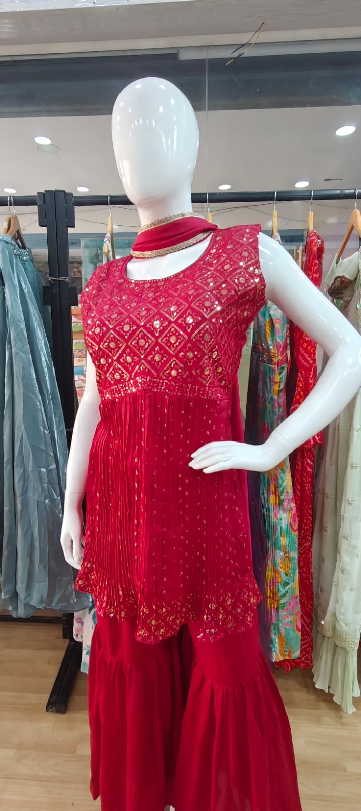 Sequins pink sharara set
