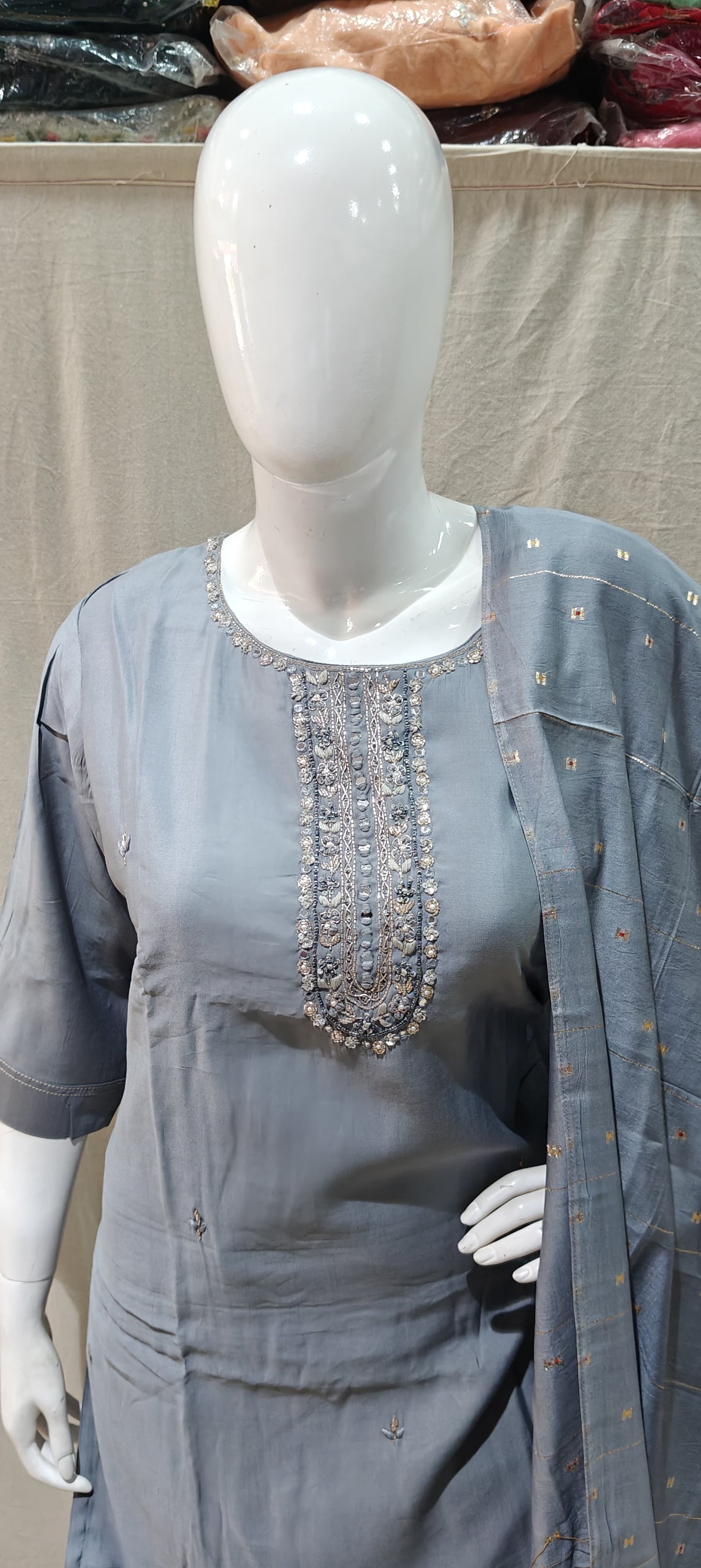 Grey plus size salwar suit