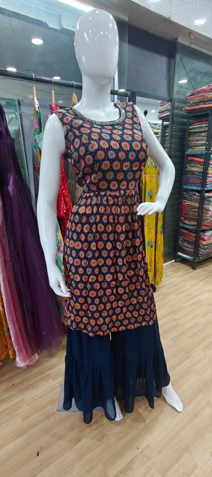 Blue floral sharara suit
