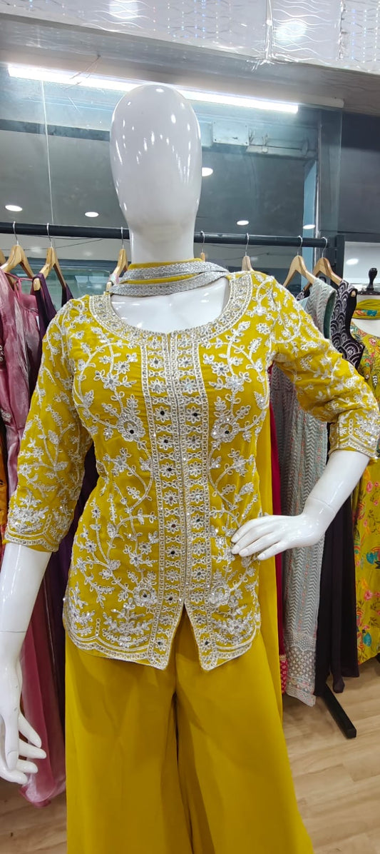 Bright Yellow peplum set