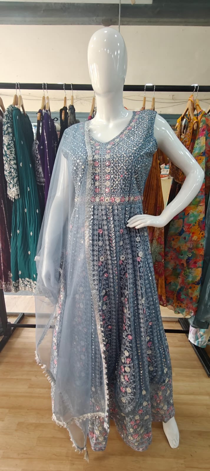 Blue net gown