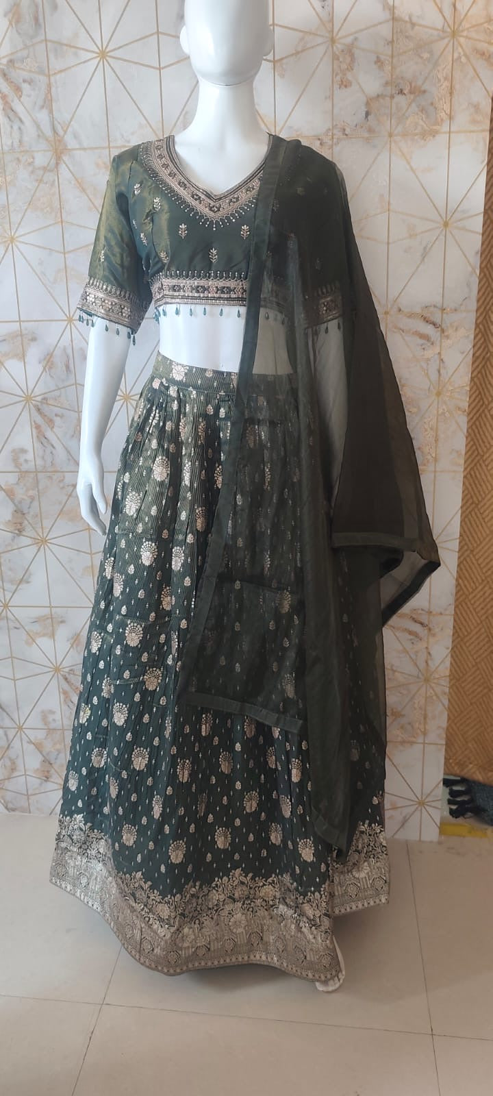 Green banarasi Lehenga