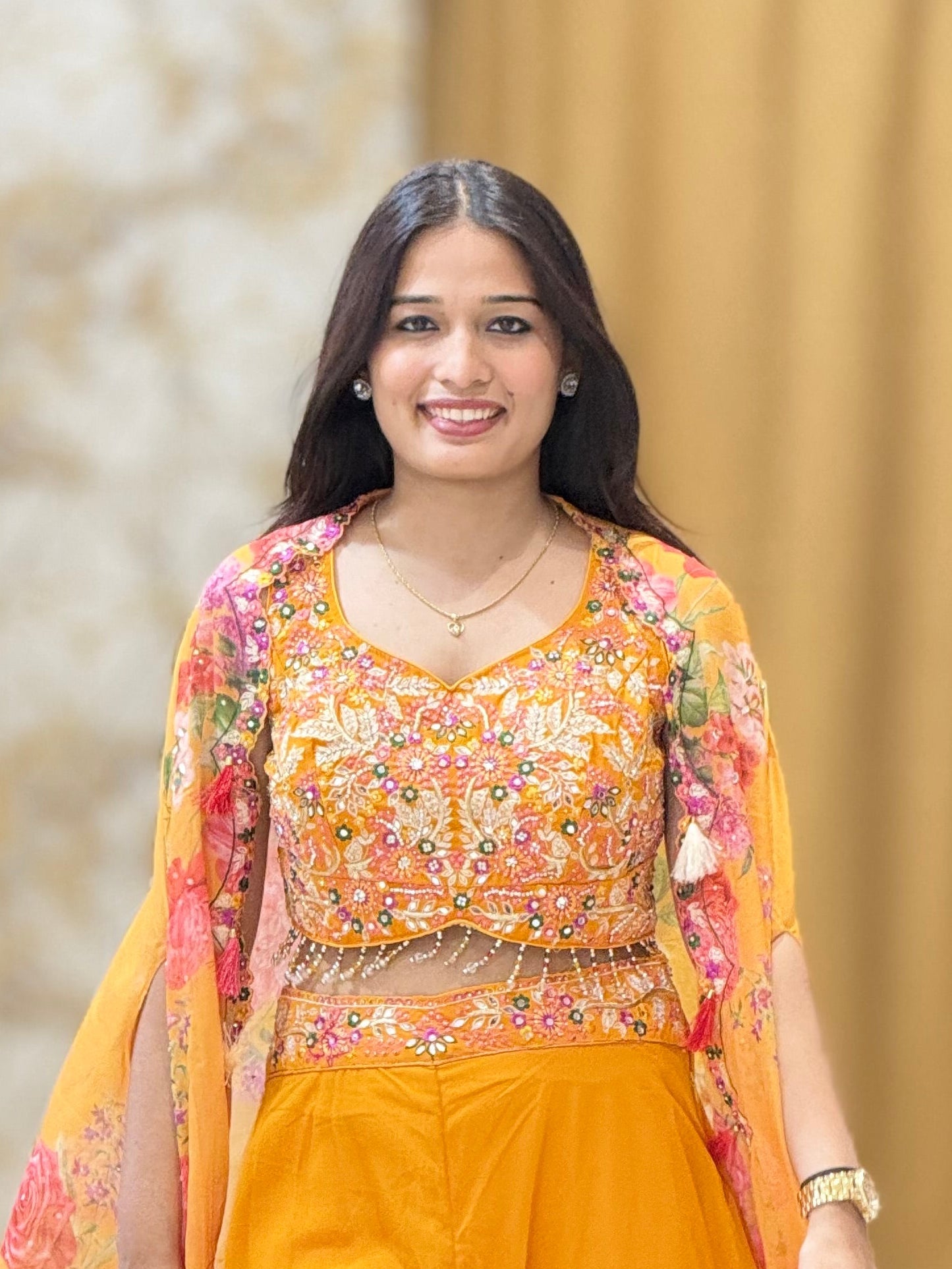 Jacket style Indo western orange