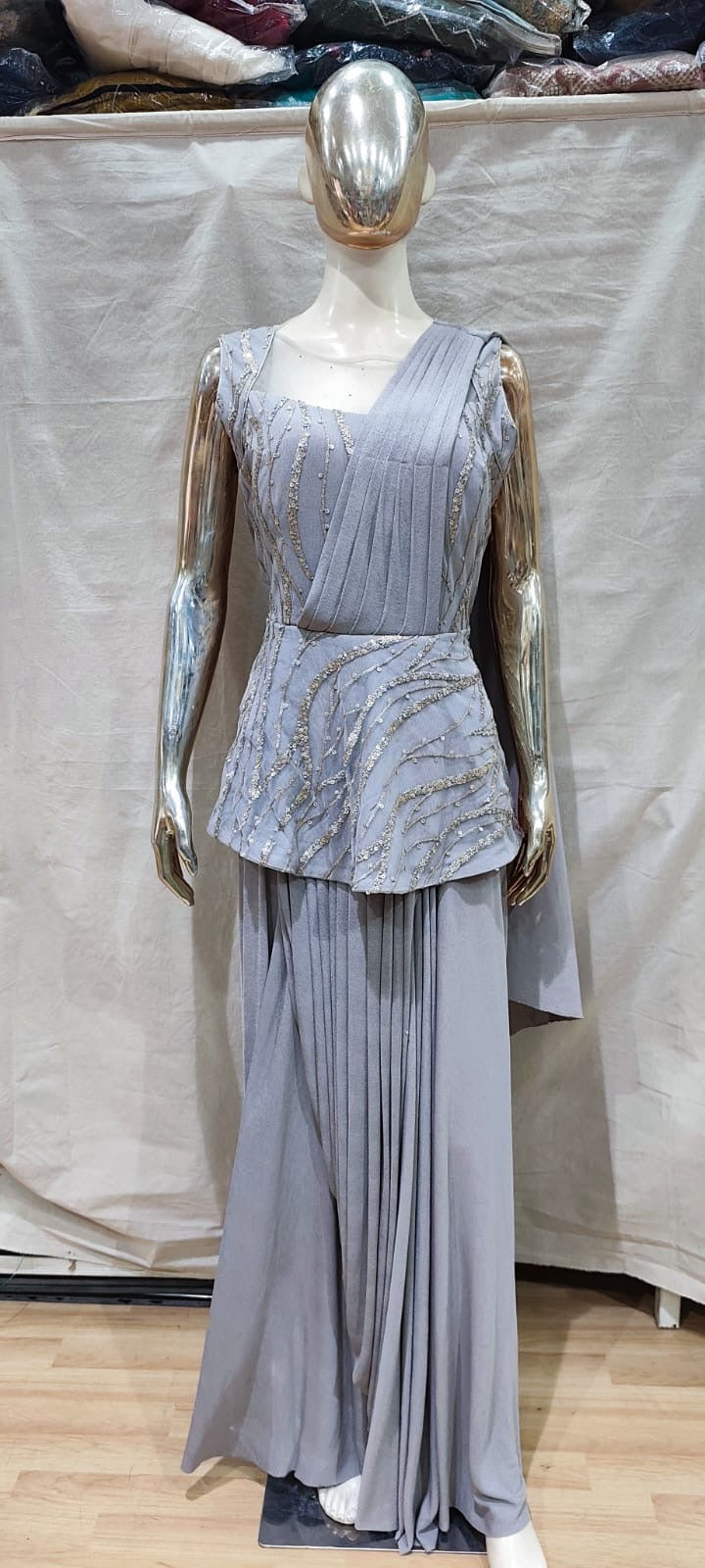 Saree Gown with peplum style design