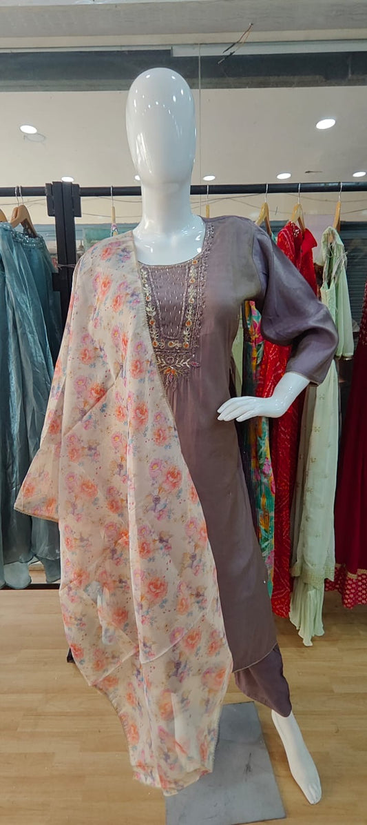 Blush pink with printed dupatta