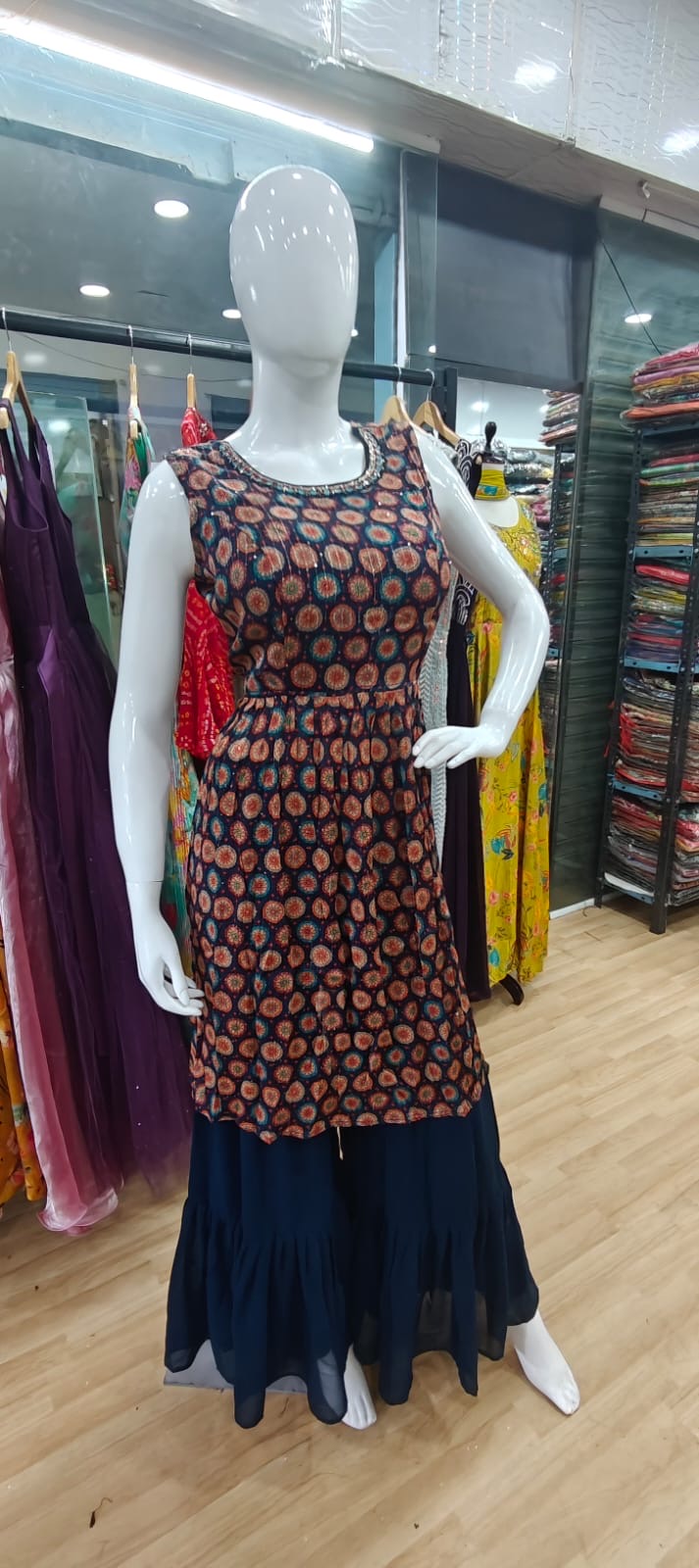 Blue floral sharara suit