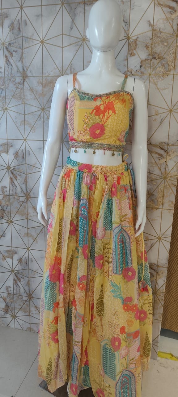 Yellow cape style lehenga