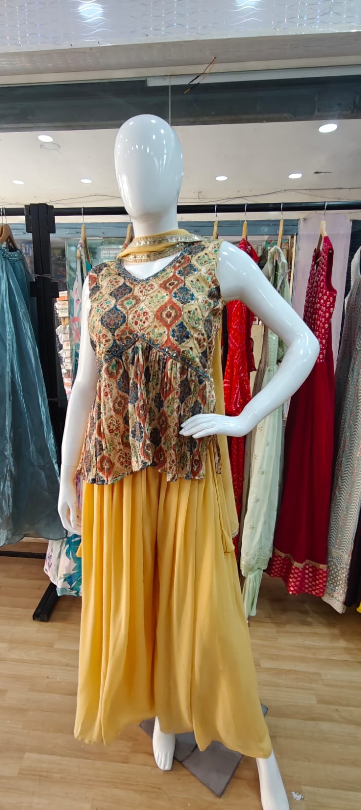 Mustard yellow peplum set