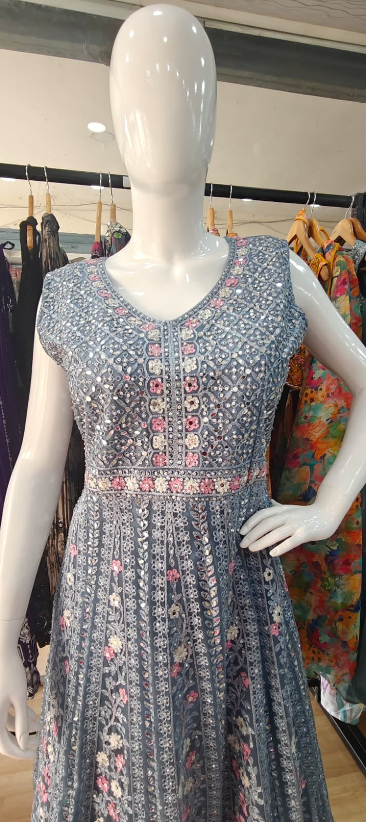 Blue net gown