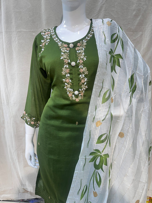 Mehendi green plus size salwar