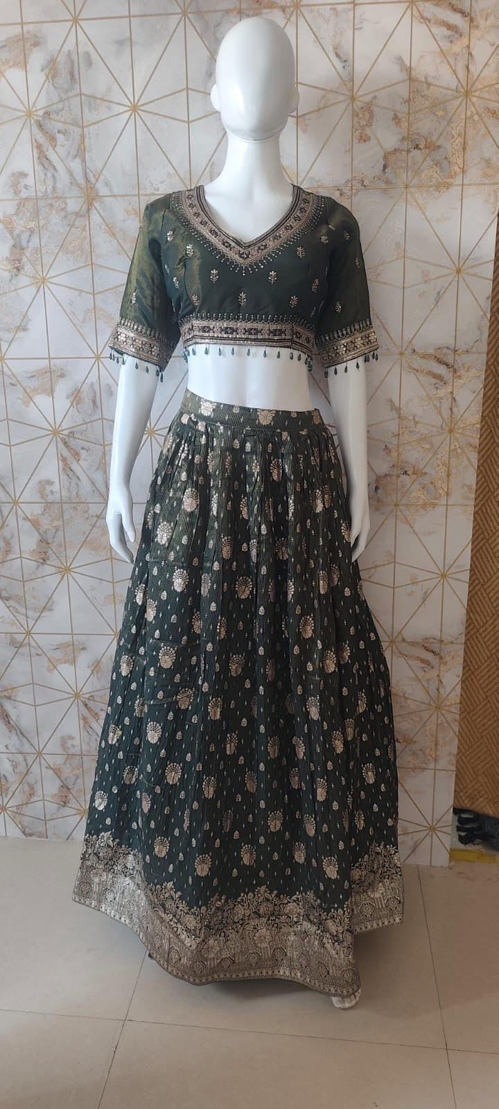 Green banarasi Lehenga