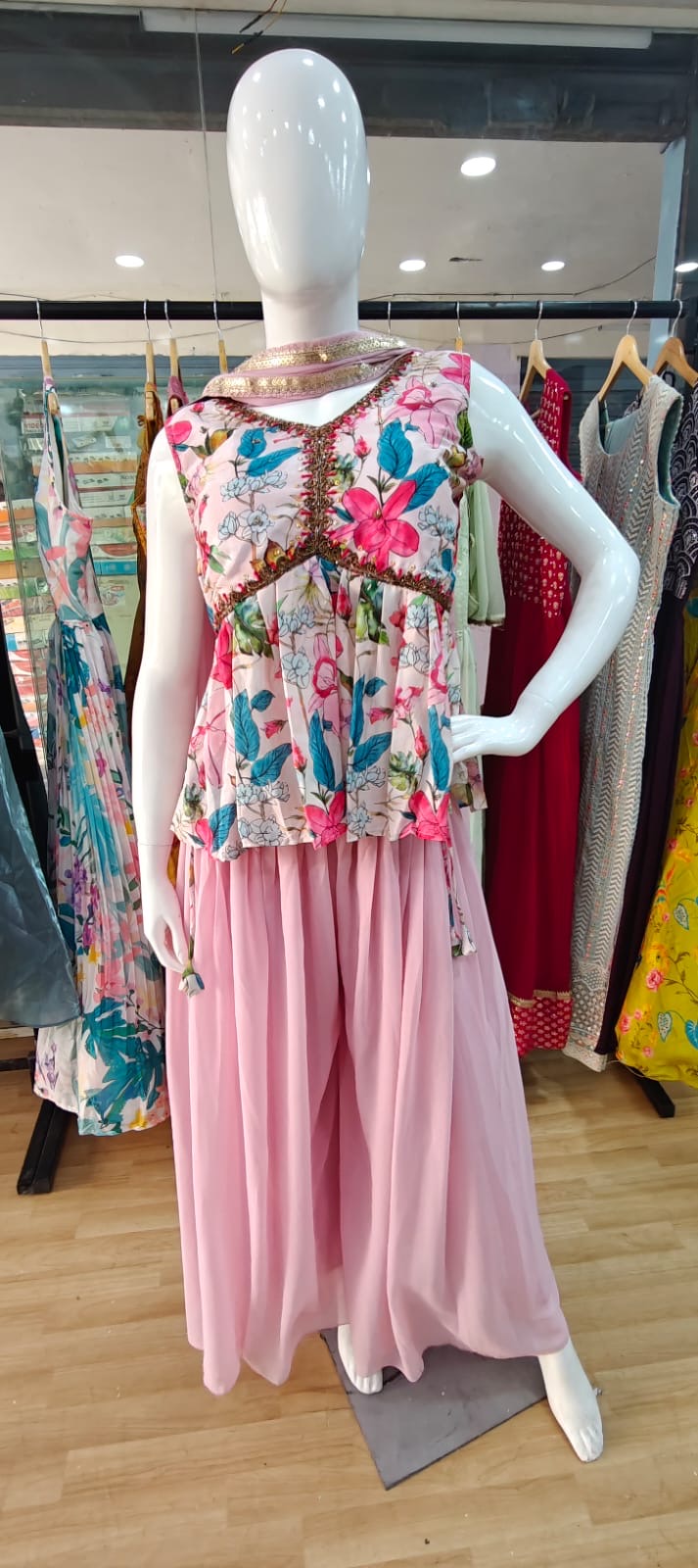 Baby pink peplum set